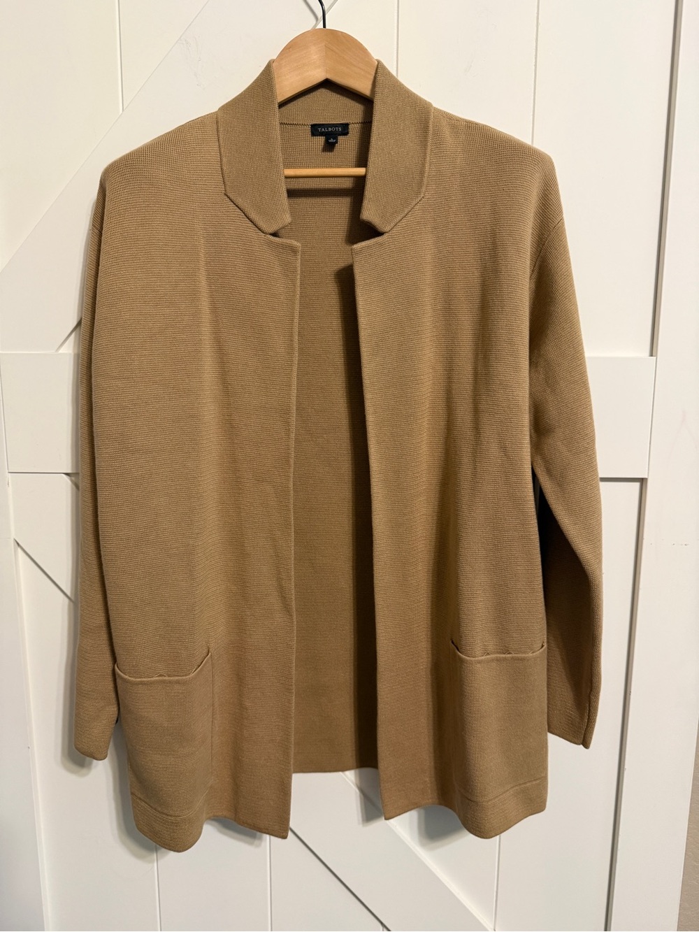 Talbots Open-Front Camel Knit Cardigan Jacket
Women’s Large Cotton Modal blend